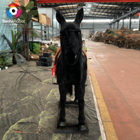 Cheval animatronique grandeur nature - Cheval en peluche interactif réaliste avec selle pour parc à thème / zone de divertissement pour enfants