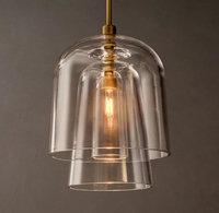 Lustre suspendu moderne vintage en laiton avec cloche en verre et acier pour salle à manger, chambre à coucher, villa, plafond haut, lampe d'intérieur