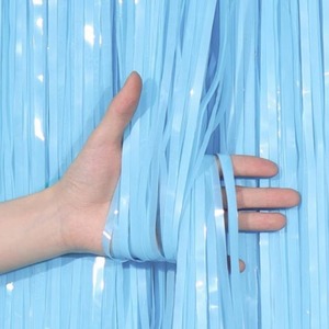 Factory Direct Gloss Tinsel Party <b>Curtain</b> 1M*2M Macaron Color PET Backdrop Fringe <b>Curtain</b> for Holiday Decor - Product Image 3