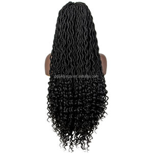 Pelucas de encaje sintético WB11 de 34 pulgadas de <span class=keywords><strong>largo</strong></span>, pelucas delanteras de encaje de 9x6 pulgadas con cabello de bebé, pelucas con trenzas Gypsy Locs para cabello de mujer - Product Image 3