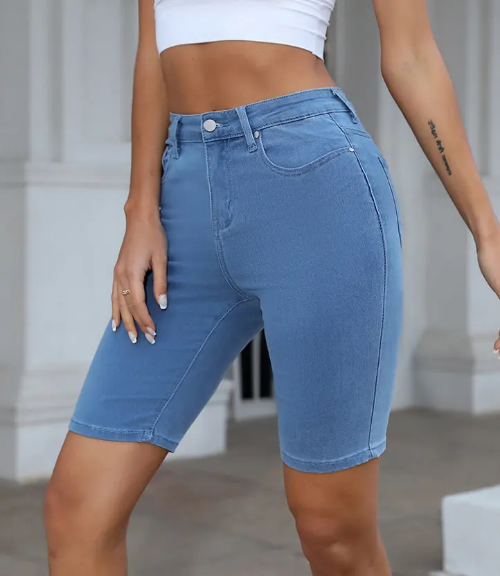 Amazon Offres Spéciales – short en jean taille haute pour femme, pantalon moulant en Denim