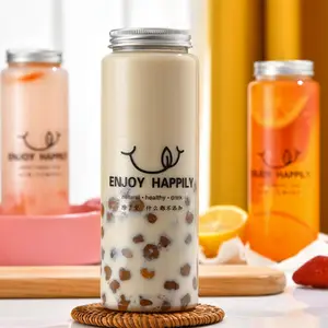 Hot Selling Pet Round Beverage Bottle Reusable Drinking Milk Tea Slender Juice Bottle