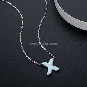 <span class=keywords><strong>Collana</strong></span> con ciondolo in opale sintetico 925 unica personalizzata in argento Sterling 26 lettere B D E F <span class=keywords><strong>G</strong></span> H I J fidanzamento festa di nozze - Product Image 5