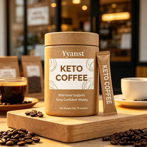 Café Instantáneo Cetogénico con Mezcla de Plantas Naturales, 10g*10 Sobres, Frasco de Papel Kraft Ecológico, Impresión de Línea de Granos de Café, OEM, Personalizado, Cartón a Granel - Product Image 3