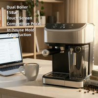 Appareils électroménagers, machine à café commerciale semi-automatique, 15 bars, grande capacité, réservoir d'eau de 1,8 L