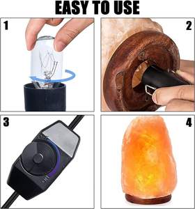 히말라야 소금 램프 코드 천연 소금 바위 램프 책상 침대 옆 탁자 램프 조광기 스위치가있는 야간 조명 전원 케이블 - Product Image 2