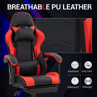 Ergonomique 360 °   Chaise de jeu pivotante et inclinable en cuir PU avec hauteur réglable pour les cafés Internet à domicile, les joueurs professionnels