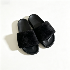 Cozy Women Fog Grey Coral Velvet Faux Fur Slippers Quilted Upper Low Platform Indoor Custom Sole For Buying Agents Home Ladies A - Product Image 6