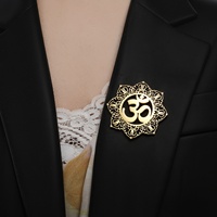 Broche de revers en acier inoxydable Yiwu Aceon, motif floral symbole du Yoga Om, mandala, lotus en filigrane doré