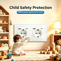 Prise murale UBARO 153 mm 2 gangues EU avec USB-A 5V2A, panneau en verre trempé blanc, 16A 250V, série M, double prise électrique Schuko