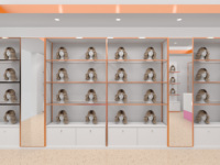 Vitrines d'exposition de perruques LED personnalisées pour les salons de pose d'extensions capillaires |   Vitrine Murale Lumineuse pour Salon de Beauté et Design de Magasin de Perruques