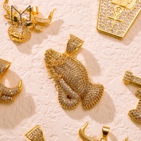 Yammy YLJ055 Pendentifs Breloques Épais Plaqué Or 18 carats avec Micro-Pavé de Zircone Cubique, Motifs Animaliers, Symbole Dollar et Sac d'Argent, pour la Fabrication de Bijoux DIY