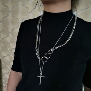 Collar con colgante de llave de acero inoxidable, cadena multicapa, cadena para suéter, para mujer, joyería de moda, origen Yiwu - Product Image 3