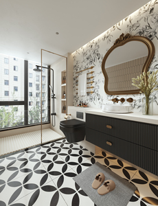 Mueble de tocador de baño moderno de lujo Espejo LED Montado en la pared de alta calidad para villas Venta caliente Madera contrachapada MDF Madera Acero - Product Image 5