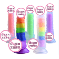 Dildo de simulación de pene transparente de cristal de varios tamaños, suave, de carne sintética, para masturbación femenina, venta al por mayor
