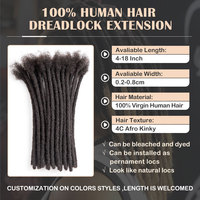 Estensioni Dreadlock BLT in Capelli Remy, Fatte a Mano, 0.2/0.4/0.6/0.8cm, Locs Morbidi Vergini Brasiliani, Estensione Permanente