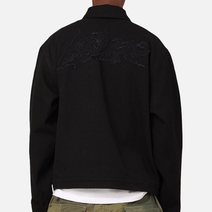 Custom Studded Embroidered Acid Wash Heavyweight Denim Zip-up Oversized Streetwear <strong>Gothic</strong> Rivet Punk <strong>Men's</strong> Trucker <strong>Jacket</strong> - Product Image 2