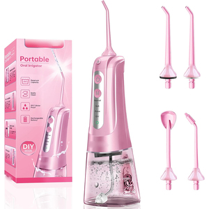 Irrigador bucal portátil inalámbrico recargable de 300ML, púas de <span class=keywords><strong>limpieza</strong></span> de hilo <span class=keywords><strong>dental</strong></span>, hilo <span class=keywords><strong>dental</strong></span> de <span class=keywords><strong>agua</strong></span> <span class=keywords><strong>con</strong></span> 4 modos para dientes - Product Image 1