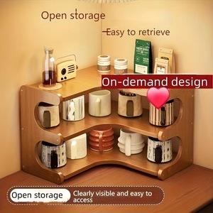 Étagère à épices d'angle moderne en bambou naturel à trois niveaux, rangement de cuisine sur pied, écologique - Product Image 3