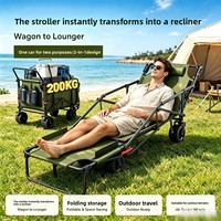 Chariot de plage pliable et étanche à quatre roues pour camping extérieur, chariot de transport compact et pliable, chaise longue de plage, chariot de courses peu encombrant