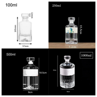 Bouteille en verre de luxe avec bouchon en liège pour rhum, vodka, whisky, liqueur, gin, design Mountain Bottom, 100 ml, 250 ml, 500 ml, 1000 ml