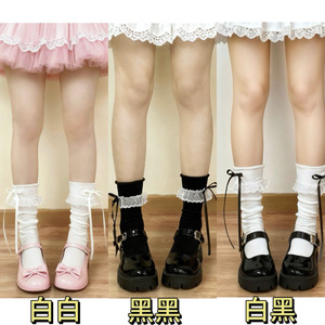 Calcetines de Encaje Estilo Lolita con Lazo Blanco, Calcetines Elegantes para Mujer, Moda Juvenil - Product Image 4