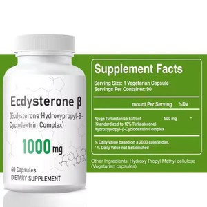 Capsules de Bêta-Ecdystérone 1000mg en gros pour marque privée, supplément oral anti-âge pour adultes, non destiné aux femmes enceintes - Product Image 2