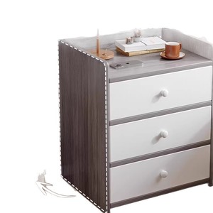 Modern Minimalist Wood Top <strong>Bedside</strong> <strong>Table</strong> with 1 Drawer Multifunctional <strong>Compact</strong> Storage Cabinet for Home Bedroom Furniture - Product Image 2