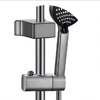 Set Shower Termostatik Abu-abu Gunmetal Tekanan Tinggi dengan Pancuran Hujan dan Semprotan Genggam, Set Keran Mixer Dinding