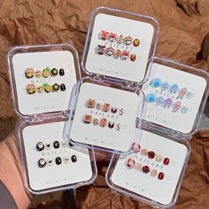 <span class=keywords><strong>Uñas</strong></span> Postizas Mini para Niños al por Mayor, Cortas, 3D, con Dibujos Animados de <span class=keywords><strong>León</strong></span>, Oso, Pingüino y Animales Marinos, Hechas a Mano, Reutilizables - Product Image 1