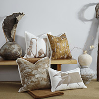 Housse de coussin décorative en lin rayé blanc beige lavable avec pompons, style bohème et campagnard, pour canapé, lit et décoration intérieure