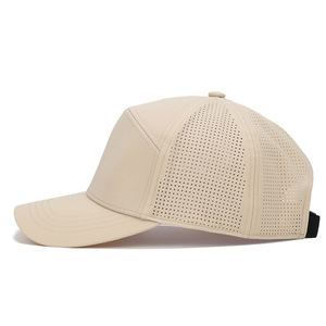 लेजर कट छेद उच्च गुणवत्ता वाले सादे नायलॉन वाटरप्रूफ 5 पैनल स्पोर्टी स्ट्रीट शैली बेसबॉल कैप - Product Image 4