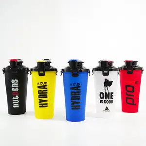 700ml sport extérieur double compartiment double bouche multi-fonction shaker bouteille bouteille d'eau en plastique