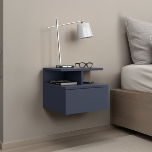 Adele Floating Nightstand With Drawer And Shelves For Bedroom <b>Storage</b> - Product Image 1