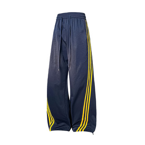 Contrast Color Stripe American Vintage Overalls 26 Winter New <strong>Men's</strong> Street Elastic Waist Mid Loose Wide Leg Customized - Product Image 5