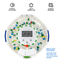 Distributeur de pilules WIFI avec 4 piles AA, rappel sonore et lumière, alerte par application, écologique, pour usage domestique, couvercle transparent, surveillable à distance.