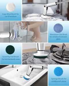 Nuevo Cepillo Eléctrico Giratorio con Mango Largo, 8 Cabezales de Cepillo Reemplazables, 50 kgft, Cepillo Giratorio para Baño y Cocina - Product Image 4