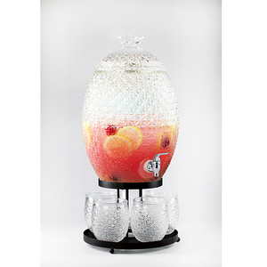 2025 New 10L Pineapple - Shaped <strong>Glass</strong> Beverage Dispenser Set | 5 Matching Cups Included | Leak - Proof Tap for Party/Wedding - Product Image 6