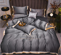 Parure de lit en soie, ensemble de 4 pièces, excellente vente en gros, housse de couette, drap, grande taille