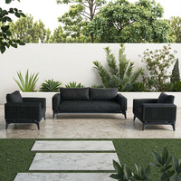 Ensemble canapé d'extérieur moderne tout temps MOSS Rotin de haute qualité en osier avec bois pour patio jardin villa cour