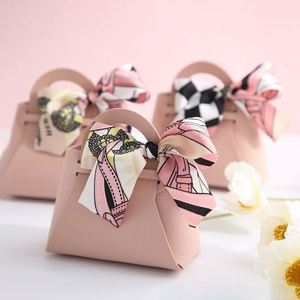 Wedding Candy <b>Gift</b> Bags with Handle PU Leather Party Favor <b>Boxes</b> <b>Gift</b> Wrapping Treat Bag - Product Image 1
