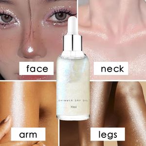 Etiqueta privada Vegan <span class=keywords><strong>Make</strong></span> <span class=keywords><strong>Up</strong></span> <span class=keywords><strong>Glow</strong></span> Body Face Illuminating Makeup Liquid Highlighter Diamond Holographic Shimmer Oil - Product Image 5