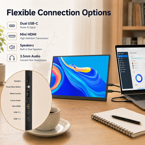 Moniteur Portable Extenseur d'Écran 16 Pouces 3840x2400 60Hz 16:10 avec <span class=keywords><strong>Double</strong></span> USB-C et <span class=keywords><strong>Mini</strong></span> HDMI pour Ordinateur Portable, PC, <span class=keywords><strong>Mac</strong></span>, Téléphone (OEM) - Product Image 2