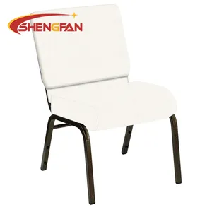 Popular Stacking White Cushion Church Chairs Interlocking Fabric Church Pastor Chairs For Sale
