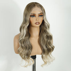 Pelo sintético onda del cuerpo Ombre Rubio 360 frente de encaje pelo sin pegamento fibra resistente al calor pelo sintético 13x4 HD peluca con malla frontal - Product Image 2