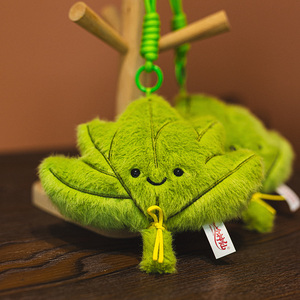 好运符驱邪灵柚子叶毛绒钥匙扣伊塔包卡哇伊绿叶配饰可爱植物吊饰装饰品PP棉 - Product Image 3