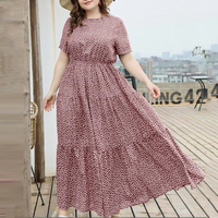 Robe longue à manches courtes pour femmes, style Boho, imprimé Floral, grande taille, décontracté, été