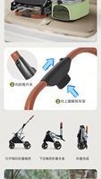 Poussette pour animaux de compagnie 2-en-1 détachable avec panier de transport, chariot léger pliable en aluminium pour chiens et chats de petite et moyenne taille