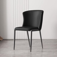 Chaise de salle à manger moderne en cuir PU sans accoudoirs, chaise d'appoint rembourrée, pieds en métal noir, chaise de salle à manger de luxe pour la maison