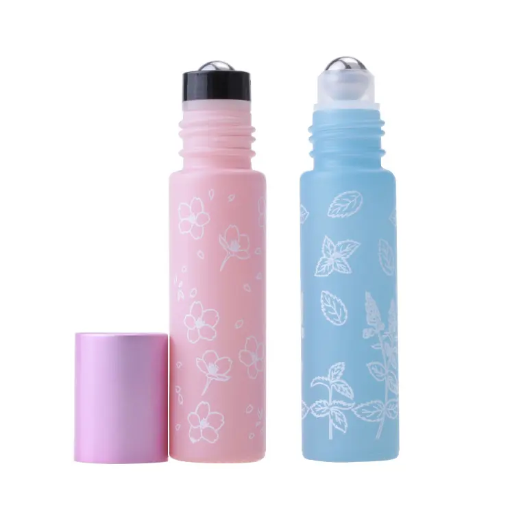 Hot Sale Makronen blume Ätherisches Öl Glas rolle auf Flasche 10ml Nature del stein Parfüm Roller Flasche mit Box